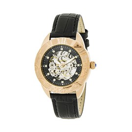 Empress Women's EMPEM1107 Godiva Rose Gold/Black Genuine Leather Crocodile-Embossed Strap Watch