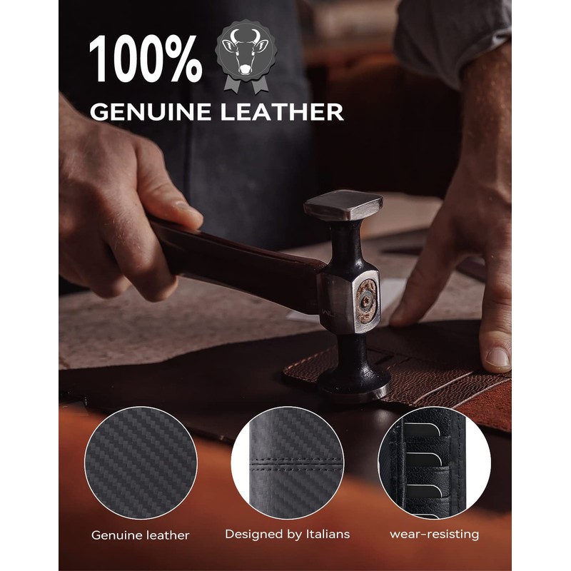 swallowmall Mens Wallet RFID Genuine Leather Slim Bifold Wallets for
