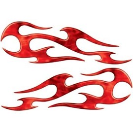 Inferno Red Tribal Motorcycle Side Cover, Tank or Helmet Custom Digitally Airbrushed Flames - 2.5" h x 8" w