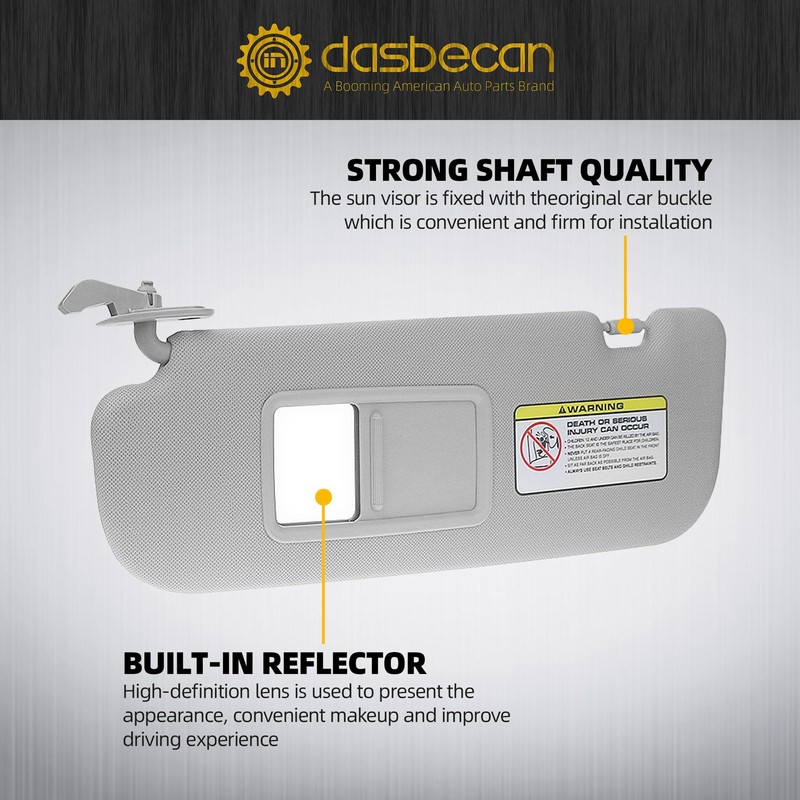 Dasbecan Gray Left Driver Side Sun Visor Compatible with Hyundai