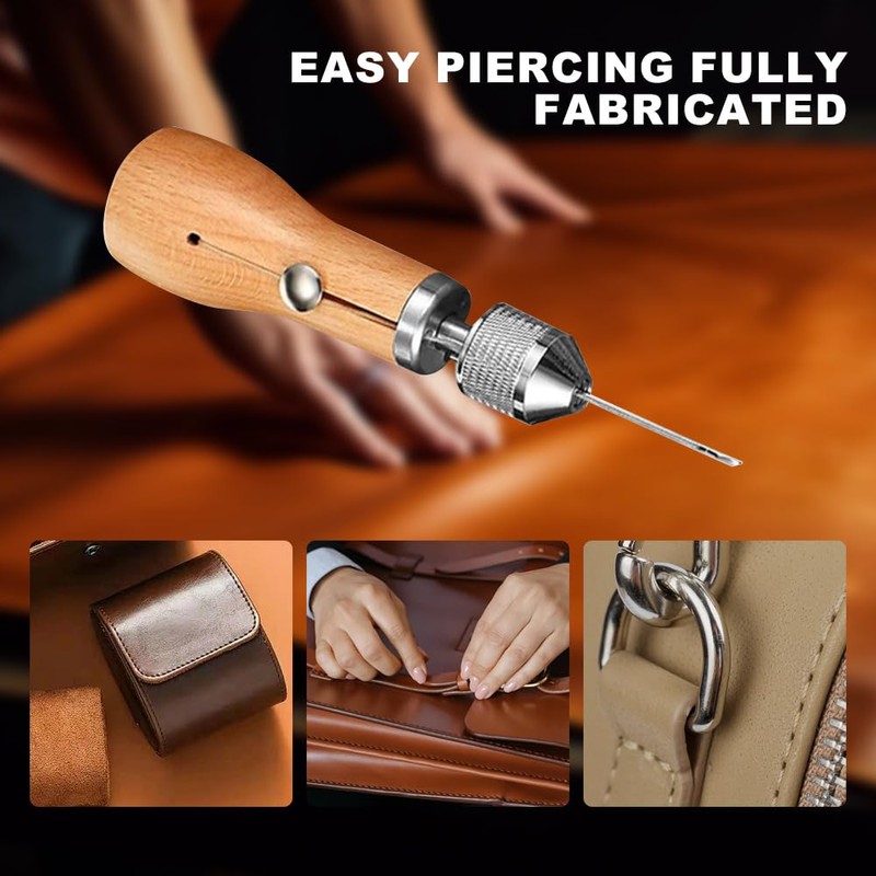 Mocrop 34 Pieces Leather Sewing Set Leather Tool with Leather