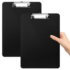 Plastic Clipboards, A4 Black Clip Board with Secure Hold, for Classroom, Office, Students, Nurses and Women, 12.5 x 9 Inch A4 Letter Size (2 Pieces)