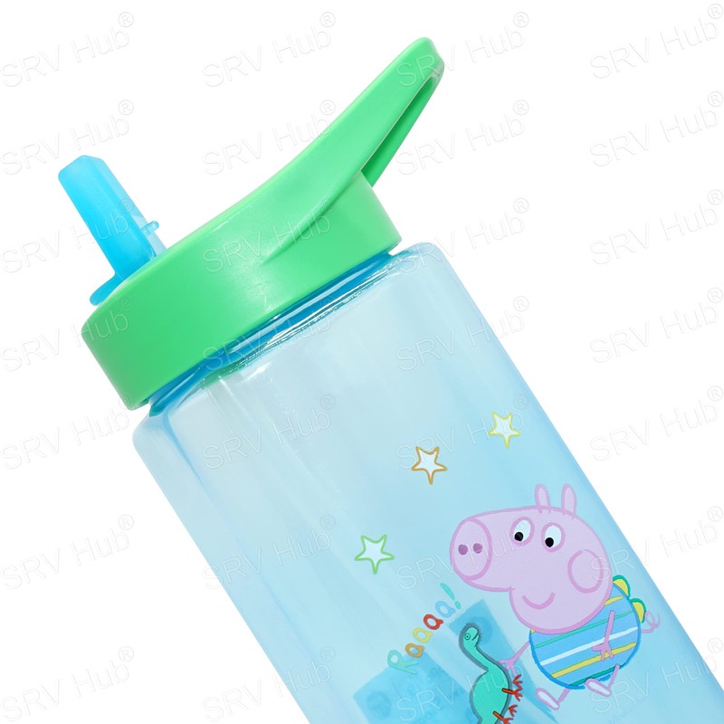 Kids Water Bottle with Straw, 420ml George Pig Plastic Water