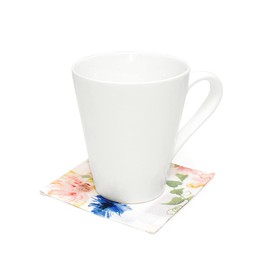 W3000900 Coasters, 100% Cotton, Fashionable Fabric, Set of 4, Washable, Scandinavian Floral Pattern, Pastel, Style Decor