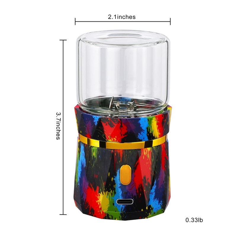 BEIXIFO Electric Herb Grinder, Mini Size 2inx3.5inches with 2pcs 1.7oz/50ml
