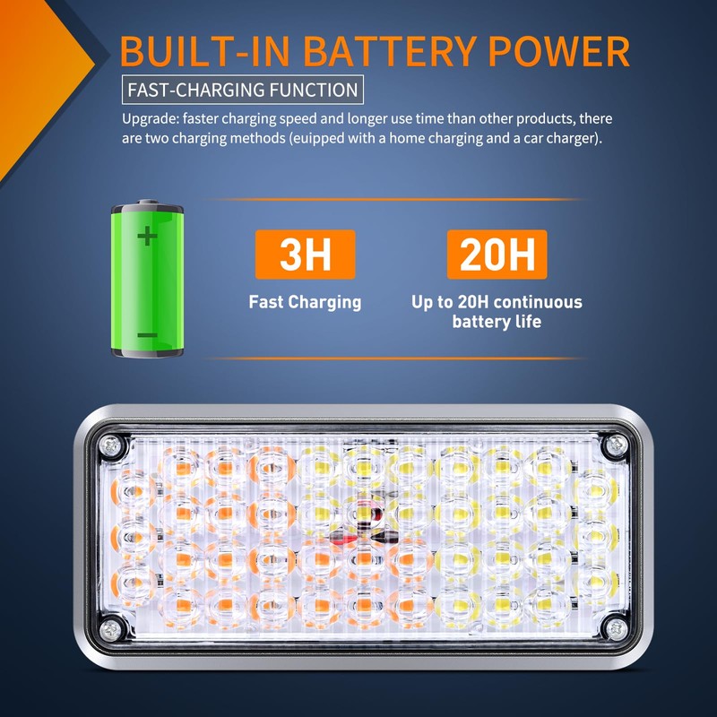 Nilight 2PCS 42LED Amber White Wireless Magnetic Strobe Lights Portable