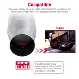 Upower 2.25" to 3" Exhaust Tips 2 1/4 inch Inlet 3 inch Outlet 8" Long Stainless Steel Exhaust Tailpipe Tips Universal for Cars Sedans and Trucks Weld-On Double Wall Thick
