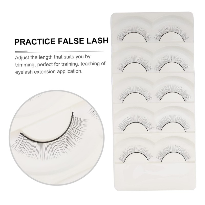 Healeved Realistic Practice Eyelashes for Mannequin 5 Sets Training Lash