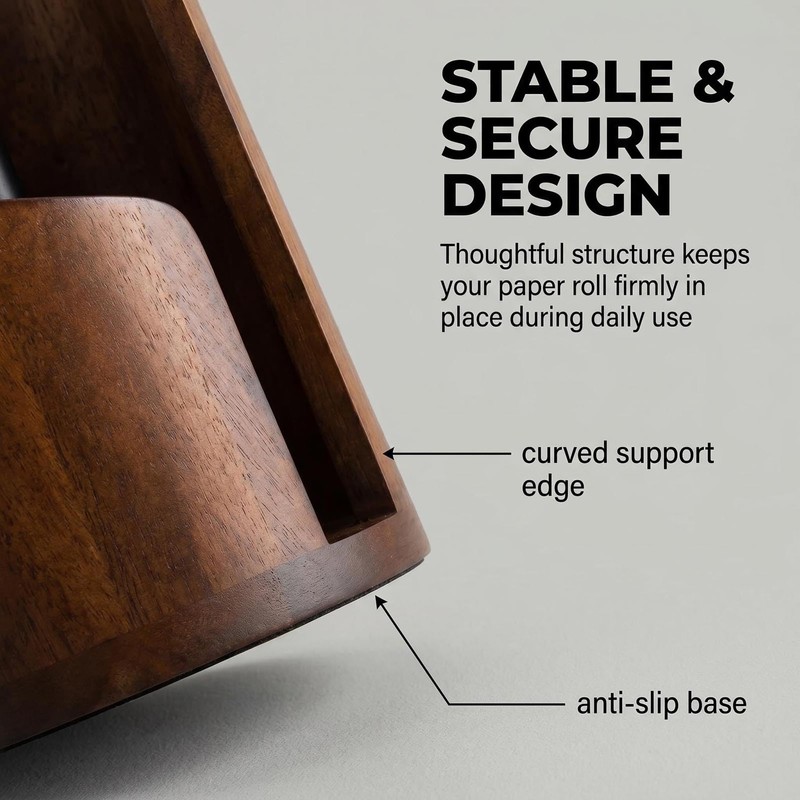 VANWYCHEN Wooden Paper Towel Holder(Brown), for Jumbo Rolls