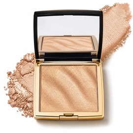 Paleta iluminadora brillante, maquillaje iluminador facial brillante champán, acabado radiante natural, polvo horneado suave brillante, brillo facial 