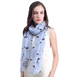 Lina & Lily German Shepherd Dog Print Large Scarf Lightweight (Light Blue)(Size: 180cm x 90cm)