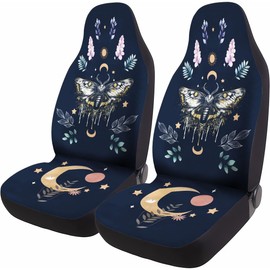 GENANY Moon Moth 2 Front Car Seat Covers for Car Truck Sedan SUV, Butterfly Durable Automotive Seat Covers, Breathable Bucket Seat Covers, Interior Accessory, Car Gifts