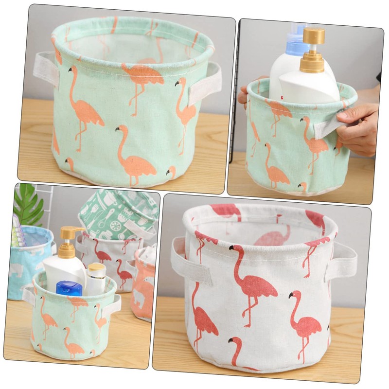 CHILDWEET 3sets Cotton Storage Bins Round Baskets Cartoon Pattern for