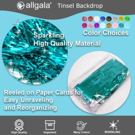 Allgala 4 Pack Turquoise Metalic Tinsel Party Photo Backdrop Curtain 3.3x6.6 FT (1x2M) Photo Booth Background Curtains Door Fringe Décor Party Streamer for Birthday Graduation New Year Eve