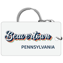 R and R Imports Beavertown Pennsylvania Souvenir Acrylic Keychain 3D Retro Design 4-Pack