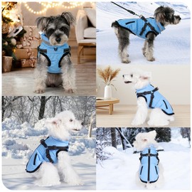 Poseca Dog Coats with Harness, Adjustable Jacket Vest Cold Weather Coats for Small Medium Dogs