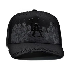 Gorra De Béisbol Ajustable Con Pedrería Y Bordado Hombre Negro Un