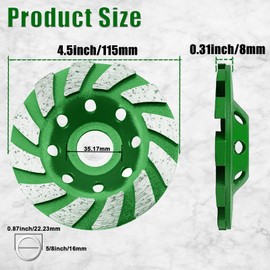 KY Retail 4 1/2 Inch Diamond Concrete Grinding Wheel 12-Segment Turbo Cup Wheel for Angle Grinder Heavy-Duty Polishing & Fast Smoothing for Concrete, Stone, Marble, Granite & Thinset Removal