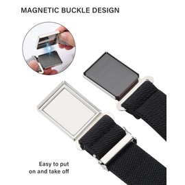 Boy Kids Magnetic Buckle Belt - Adjustable Elastic Child Belts for Girls, 3 Pieces (Black)