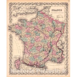 Historic Map - 1856 France - Vintage Wall Art - 24in x 30in