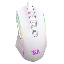 Redragon Gaming Maus, Gaming Mouse mit RGB und Einstellbar 8000 DPI, Maus mit 9 programmierbare Tasten und Feuertaste, RGB Gaming Maus mit ergonomisches Design für MMO/FPS/PC/Windows/Mac, Weiß