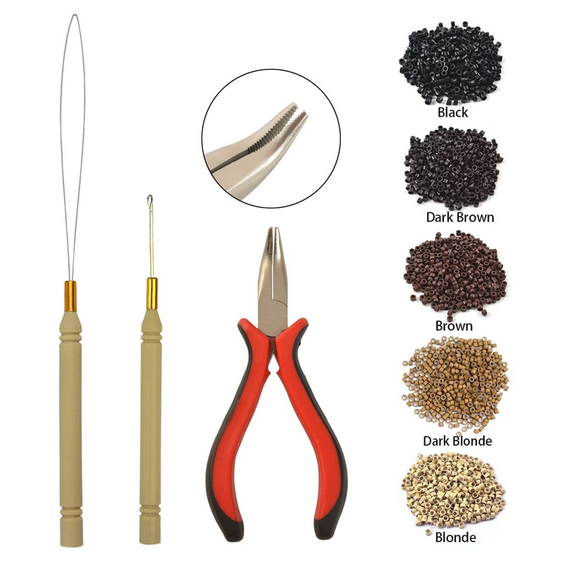 Hair Extensions Tool Kit I-tip Hair Extension Pliers Pulling Hook