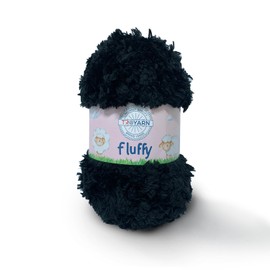 Troyarn Fluffy (1- Skeins Pack) 100% Polyester Comfy Chunky Yarn Bulky Weight #5 for Crocheting and Knitting 3.52 oz (100 gr) / 71 Yds (65 m) (10702 - Black)