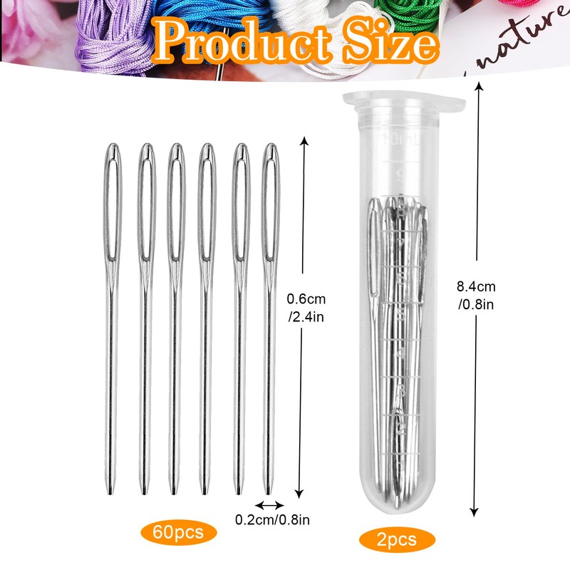 Darning Needles with Large Eye Pack of 60