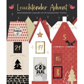 Leuchtender Advent: Edler Adventskalender-Leporello mit 24 transparenten Türchen | Zum Aufstellen in skandinavischer Optik, auch als Weihnachtsdeko geeignet