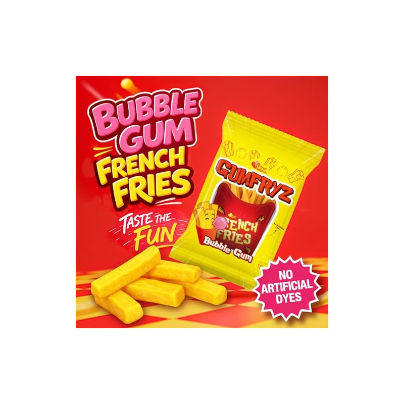 French Fries Bubble Gum – 24 Count Bulk Pack –