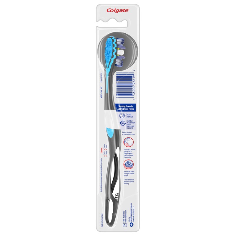 Colgate 360 Advanced Floss-Tip Bristles Toothbrush, Medium Toothbrush, 1 Pack