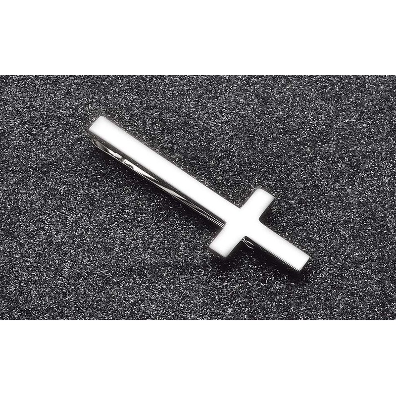 Asienice Classic Cross Tie Clip Silver Tie Clip in the