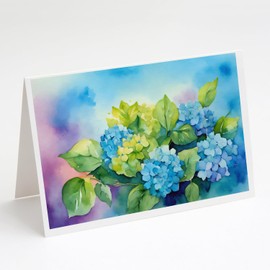 Hydrangeas in Watercolor Greeting Cards and Envelopes Pack of 8