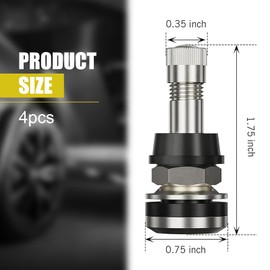 Bawkars 4 PCS TR416 Valve Stems, High Pressure Tubeless Valves, Metal Clamp-in Tire Valve Stems Outer Mount, Fit Cars, Trucks, Trailers & ATVs (Silver)