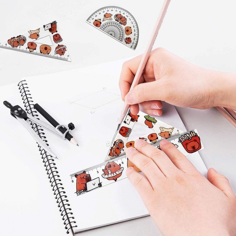 Capybara Ruler Set of 4 - Geometry Set with Straight