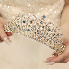 Rannyrena Crystal Bride Wedding Tiara Crown for Women Elegant Royal Queen Crown Headband Glitter Crystal Princess Headpieces for Quinceanera Pageant Prom Birthday