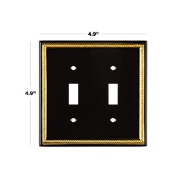 Pack of 2 Wall Plate Outlet Switch Covers by SleekLighting | Decorative Zinc Cast Black and Gold| Variety of Styles: Rocker/Receptacle/Toggle / & Combo | Size: 2 Toggle