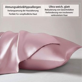 Texbee Silk Pillowcase, Silk Hair and Skin Care with Zip on Both Sides, 22 Momme Silk, Pack of 2, 40 x 60 cm, Cinnamon