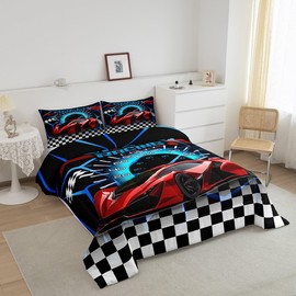 Feelyou Sports Car Twin Size Bedding Set Kids Racing Car Comforter Extreme Sports Comforter Set for Teens Cool Car Comforter Car Room Decor Car Sports Quilt Set 1 Comforter Set with 1 Pillowcase