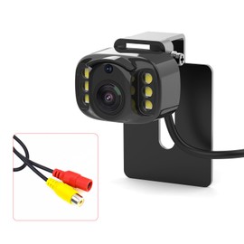 Car HD License Plate Rear View Backup Camera with Wide View Angle, 6 LED Night Vision Waterproof Front & Back up Camera, Guide Line On/Off (Single Hole Version)