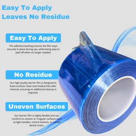 Frontline Dental Barrier Film Roll 4" x 6" Medical Grade Surface Protection Easy Peel Residue Free Tape with 1200 Perforated Sheets for Dental, Medical, Tattoo, and Beauty (Blue)
