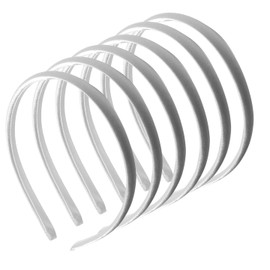 Topkids Accessories 6x Thin Satin Hair Head Bands Headbands Alice Bands Hairbands Girls Women School Colourful Wedding Holiday Festival Bridal Adult 1cm 0.4" (White)