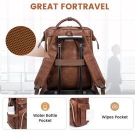 LOVEVOOK Outdoorfun Laptop Backpack with USB Port for Women - Spring Glow Up College, Business, Work, Teacher, Travel, School Backpack:_Coffee_15.6" - 16.5"L x 12"H x 7.8"W
