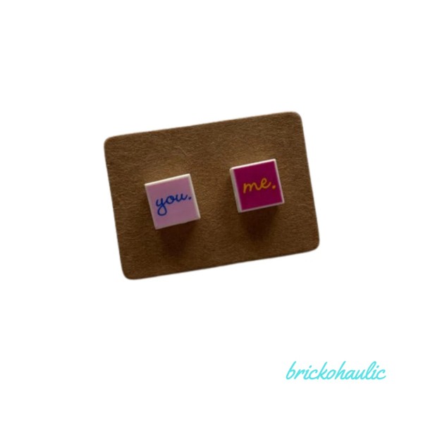 Brickohaulic 'You and Me' Square Stud Earrings Handmade with LEGO®