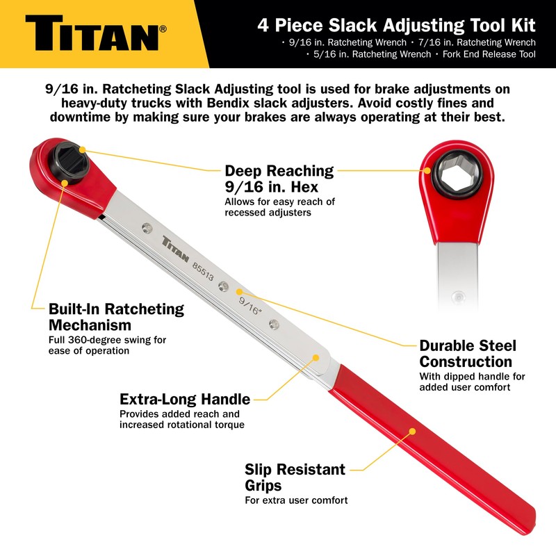Titan 85569 4-Piece Slack Adjusting Tool and Wrench Kit