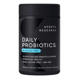 Probióticos Diarios Con Prebióticos 30 Caps Sports Research Sin Sabor                                                                                 