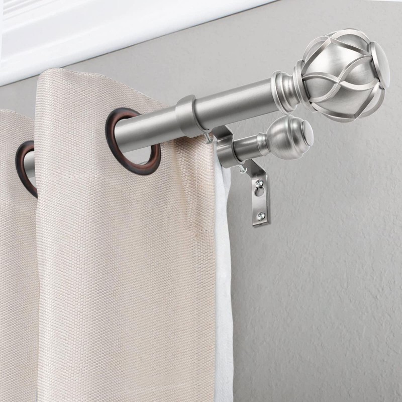 KAMANINA Double Curtain Rod Brackets, Antique Silver, Set of 2,