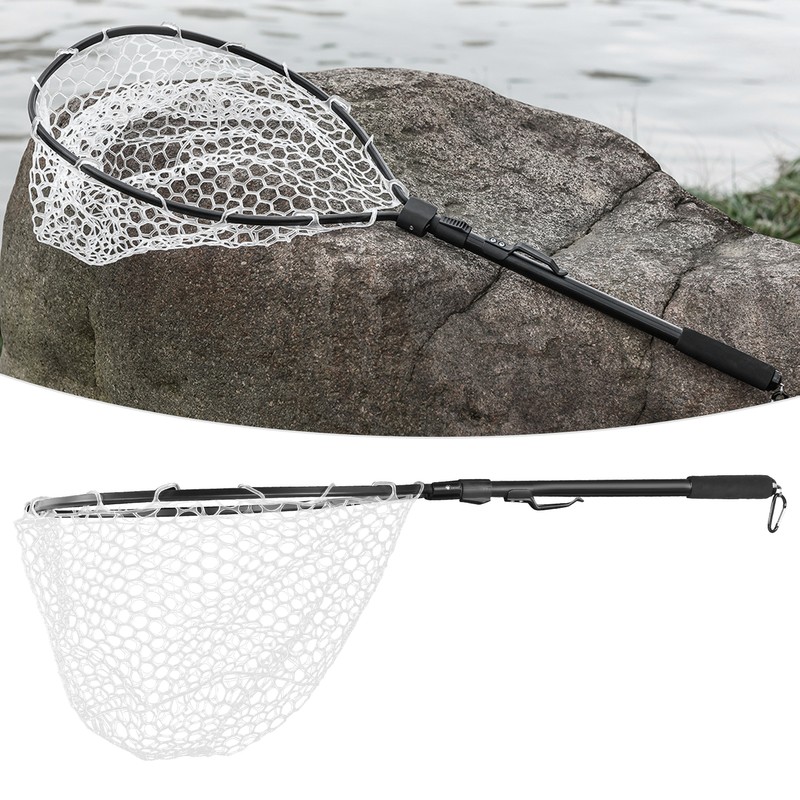 Fishing Landing Net Quick Folding Aluminium Alloy Rod Handheld Portable