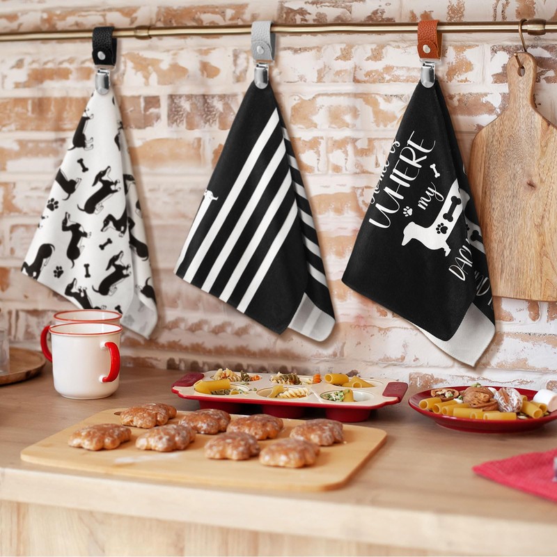 Zonon 12 Pcs Leather Towel Clips for Kitchen Hanging Tea