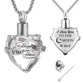 YOUFENG Birthstones Heart Cremation Pendant Urn Necklaces for Ashes Urns for Human Ashes Memorial Locket Keepsake Ashes Jewelry with Fill Kit